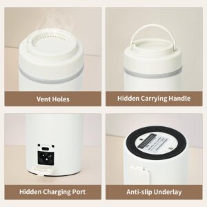 Portable Bottle Warmer for Travel, 17 Oz Milk Warmer, 4 Temperature Control & Auto Shut-Off, Fast Boil Hot Water Warmer, Perfect for Travel&Hotel Use,Electric Kettle with Handy（White，Non-Rechargeable）