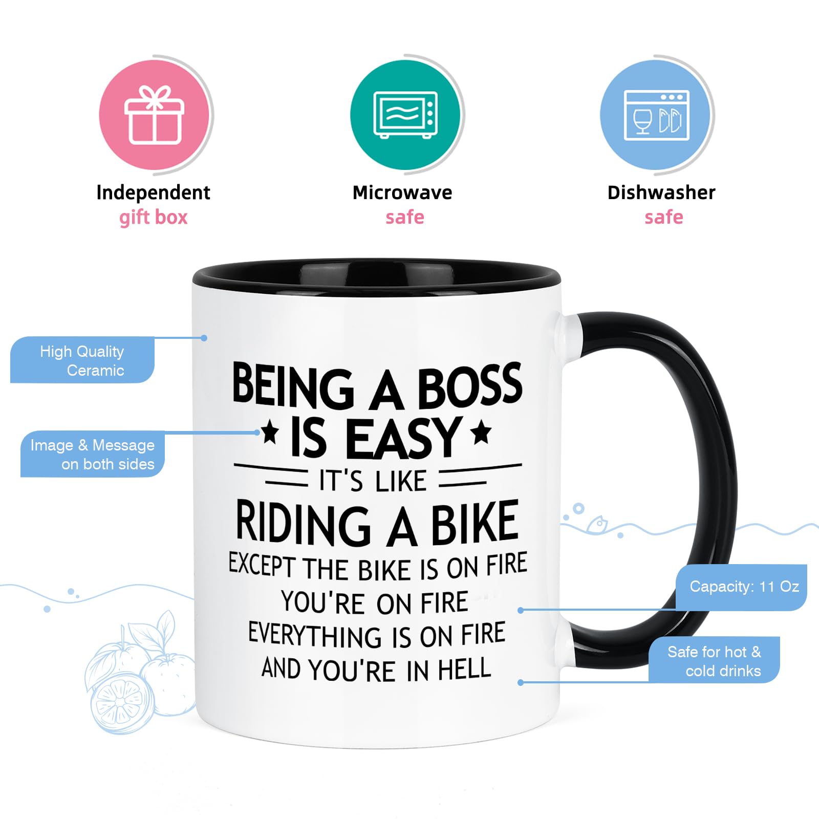 YHRJWN Boss Day Gifts, Bosses Day Gifts for Women Men, Bosses Day Gifts for Men, Boss Gifts, Boss Lady Gifts for Women, Christmas Birthday Thank You Gifts for Boss, Boss Mug, 11 Oz