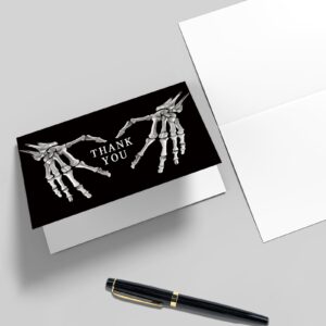 Qiliji Gothic Thank You Card for Him Her, Goth Skeleton Heart Hands Thank You Card, Halloween Party Thank You Card, Wedding Thank You Card, Spooky Appreciation Card