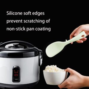 Minchsrin 2Pcs of Silicone Rice Ladle Rice Serving Spoon Easy To Clean Rice Spoon for Electric Rice Cooker Rice Paddle for Kitchen (Cream)