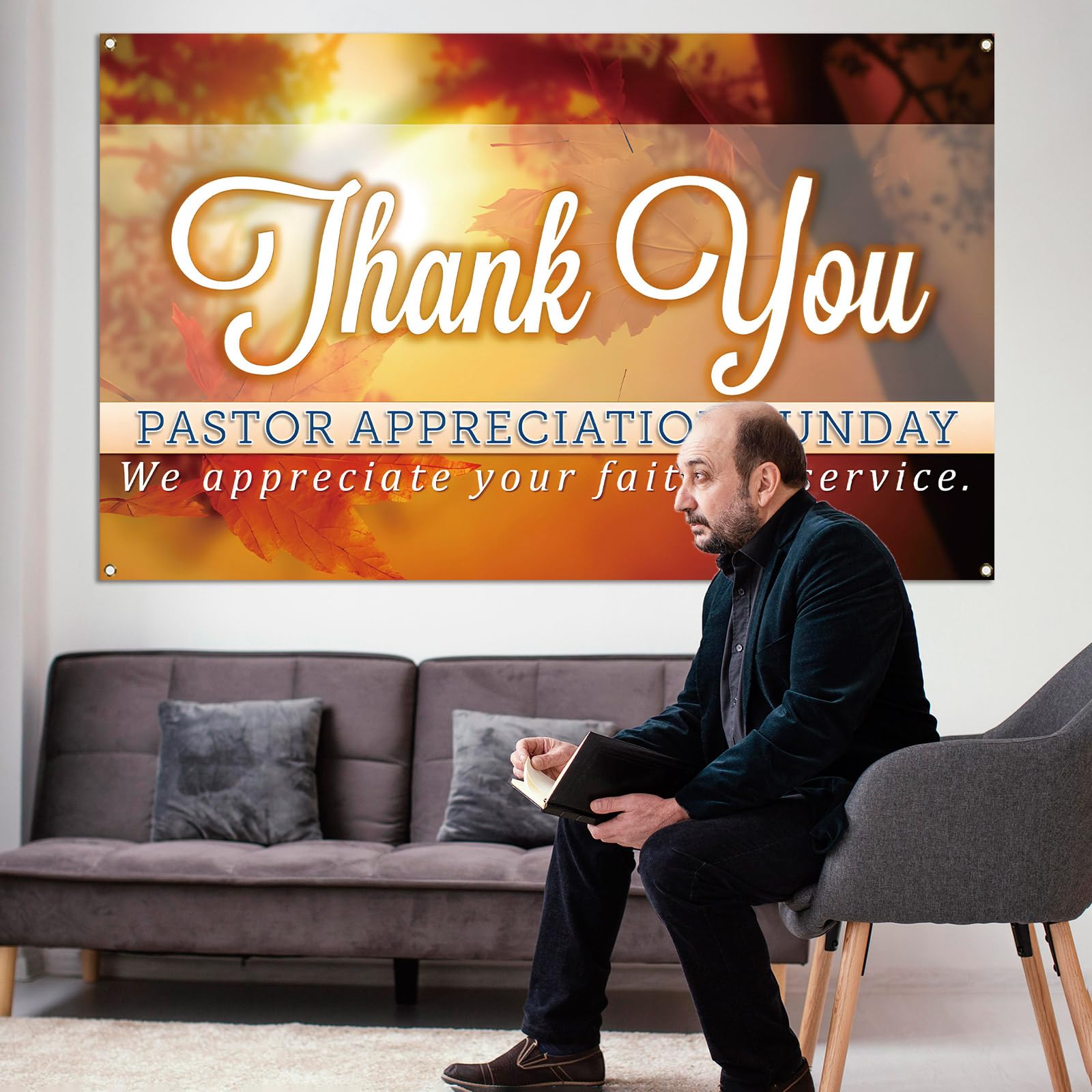 Nepnuser Thank You Pastor Photo Booth Backdrop Pastor Appreciation Month Sunday Decoration Church Farmhouse Wall Decor-5.9×3.6ft