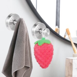 Lusofie 2 Pack Suction Cup Hooks for Shower Stainless Steel Shower Suction Hooks for Bathroom Hanging Towels Robe Loofah,Suction Shower Hooks for Glass Shower Doors Tile Mirrors,Sliver