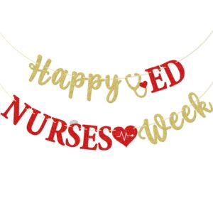 happy ed nurses week party banner, pre-strung emergency nurse week party decor, emergency nurse appreciation week party decorations