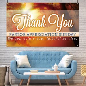 Nepnuser Thank You Pastor Photo Booth Backdrop Pastor Appreciation Month Sunday Decoration Church Farmhouse Wall Decor-5.9×3.6ft