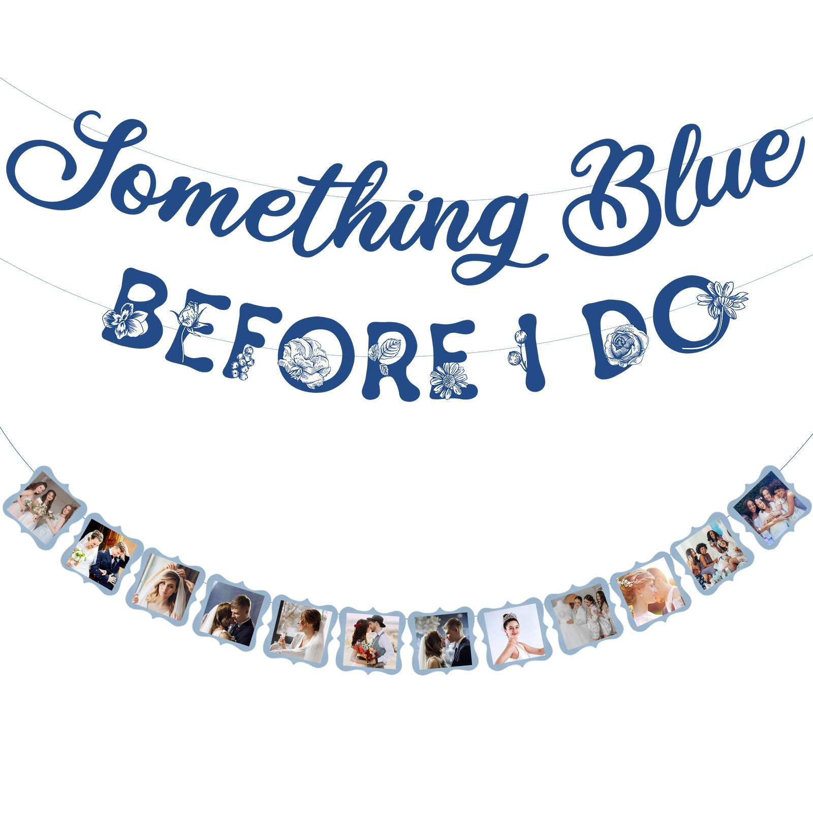 Yeaqee 2 Pcs Something Blue Before I Do Bridal Shower Decorations Including Something Blue Before I Do Banner Blue Photo Banner Bridal Party Decorations for Wedding Engagement Anniversary Party Decor