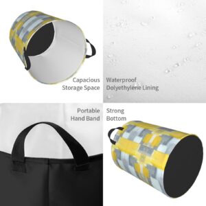 Grey And Yellow Abstract Art Painting Print Monolayer Round Laundry Hamper Circular Dirty Clothes Basket Toy Bins Storage Basket