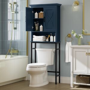 Baztin Over The Toilet Storage Cabinet, Over Toilet Storage with Door Above Toilet Storage Cabinet Freestanding Space Saver Behind Toilet Bathroom Organizer Over Toilet Bathroom Organizer, Ultramarine