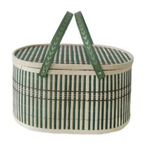 Handcrafted Bamboo Storage Basket with Cover for Organizing and Gifting, Solid Lid