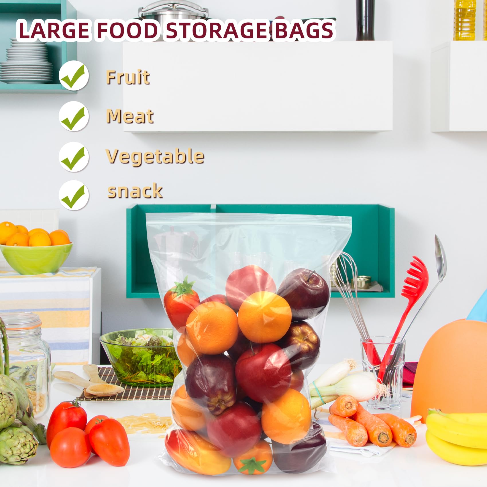 12x18 Inches Plastic Zipper Storage Bags, Clear Reclosable Storage Bags 10Pieces