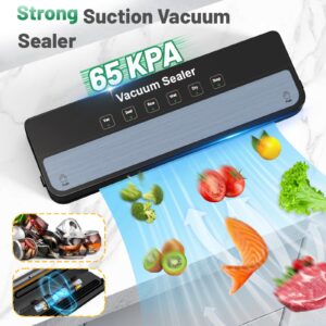 Vacuum Sealer Machine Food Vacuum Sealer for Food Storage Food Sealer Machine 6-in-1 for Dry/Moist Modes, Compact Design with 10 Vacuum Sealer Bags