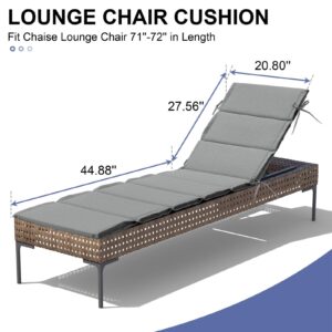 Crestlive Products Outdoor Chaise Lounge Cushion, Outdoor Lounge Chair Cushion for Patio Furniture, Lawn, Pool, 72''L x 21''W (Gray)