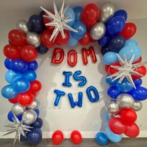 Red Blue Black Balloons, 12Inch Matte Red Black and Royal Blue Metallic Silver Latex Balloon for Boys Hero Party Kids Spider Theme Birthday Baby Shower Graduation Party Decorations