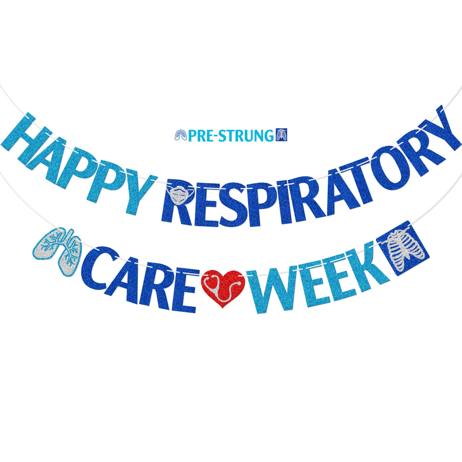 Respiratory Care Week Banner, Respiratory Care Week Party Banner, Happy Respiratory Care Week Sign, Respiratory Therapist Appreciation Party Decorations, Blue Glitter