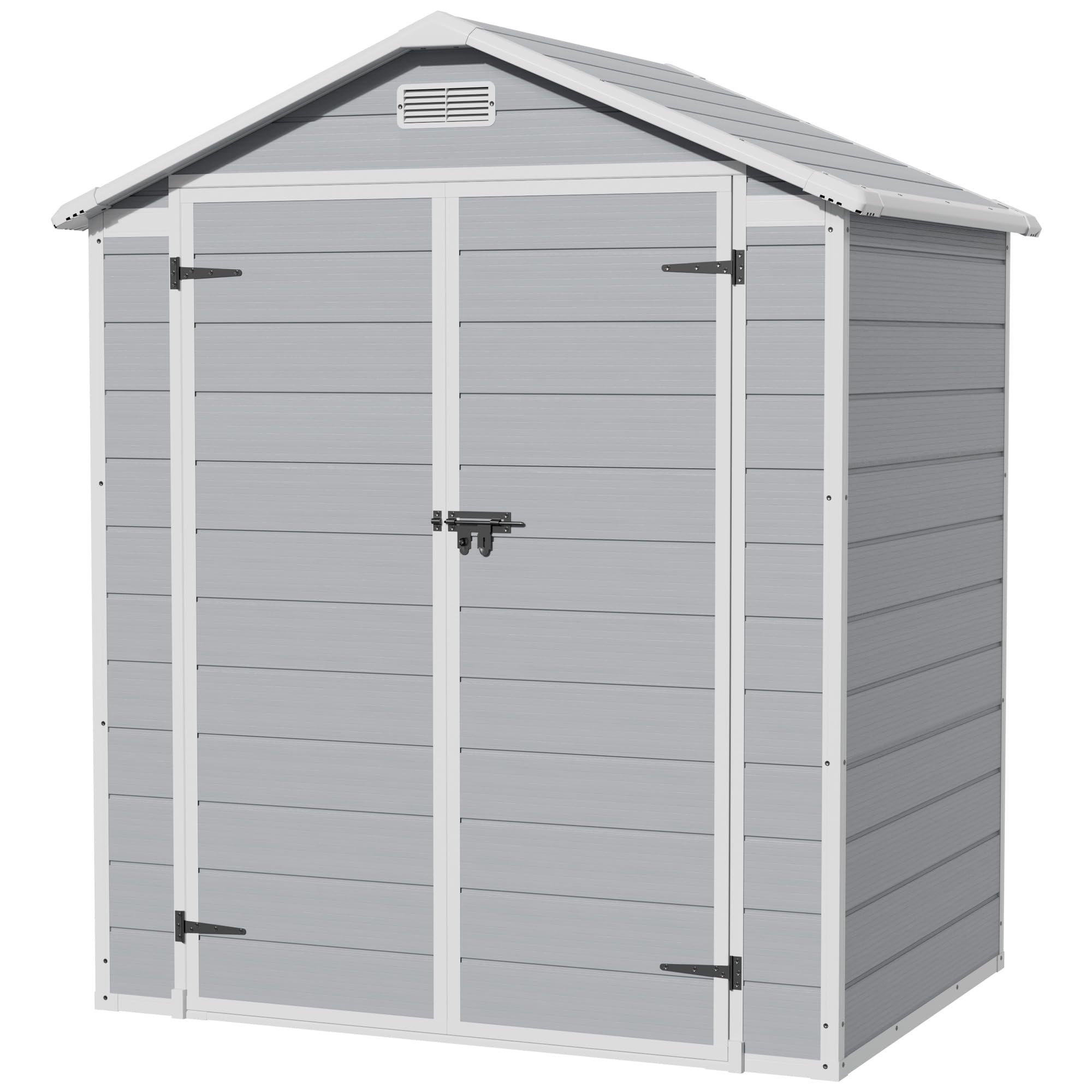 Flamaker 6 x 4 FT Outdoor Storage Shed, Garden Resin Shed with Floor, Plastic Tool Shed with Lockable Door for Backyard Patio Lawn Pool