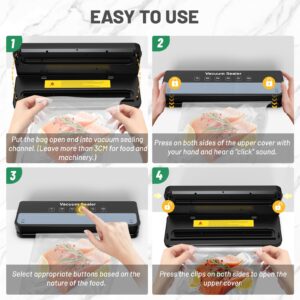 Vacuum Sealer Machine Food Vacuum Sealer for Food Storage Food Sealer Machine 6-in-1 for Dry/Moist Modes, Compact Design with 10 Vacuum Sealer Bags