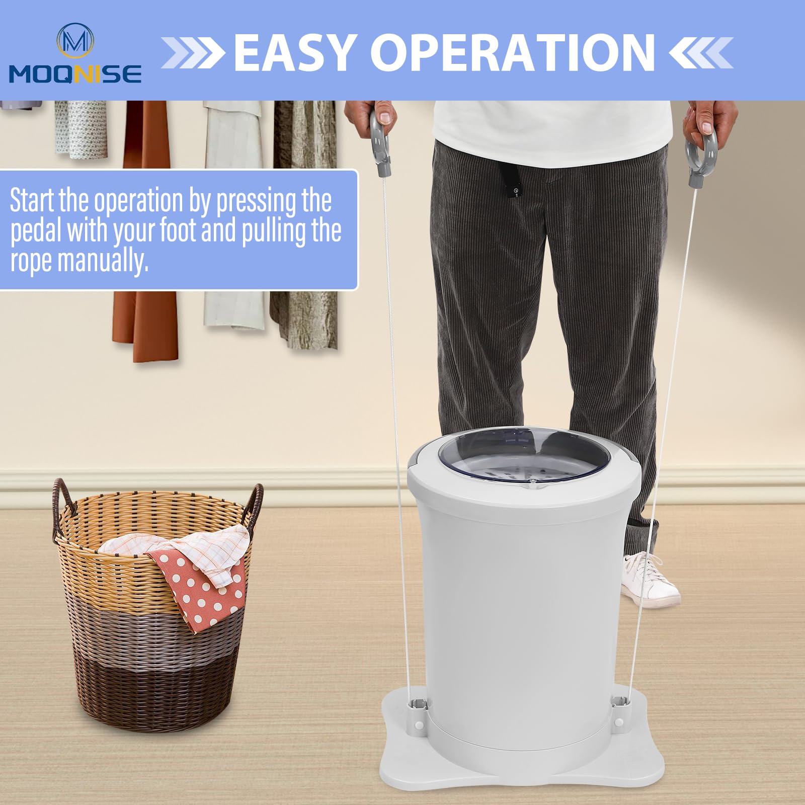 MOQNISE Manual Clothes Dryer 12L Portable Manual Clothes Dehydrator, Freestanding Non electric Laundry Dryer for Camping Business Trips Apartments and Dorms