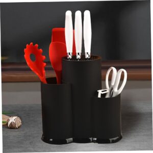 Knife Set with Block Plastic Round Knife Block Without Knives 3 in 1 Kitchen Knife Holder Space-Saving Knife Holder Detachable Knife Holders Black Home Decoration