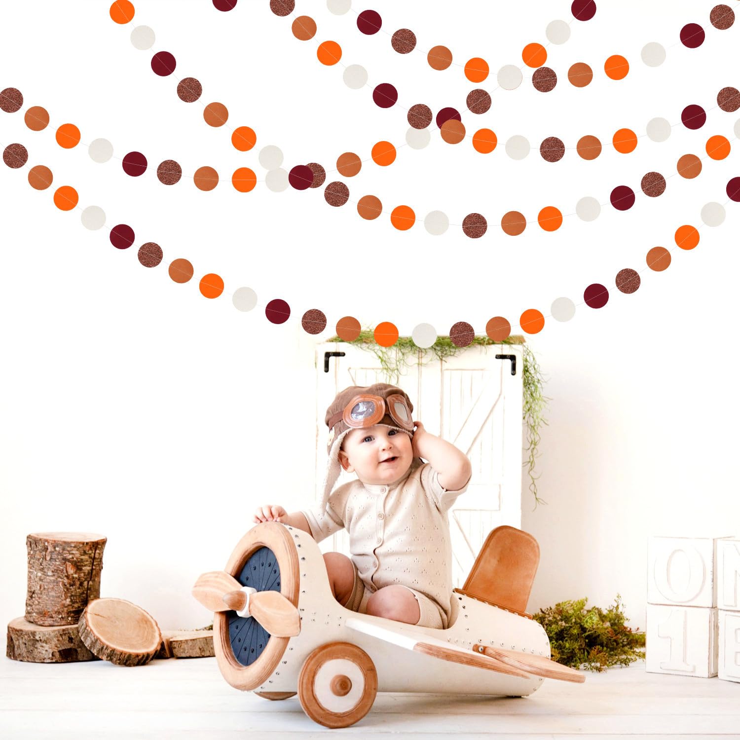 Boho Burgundy Brown-Orange Party-Decorations Streamers - 52Ft Birthday Baby Shower Hanging Paper Garland Banner,Fall Autumn Thanksgiving Harvest Rustic Wedding Bridal Classroom Supplies Decor Hugtmr