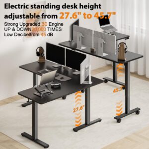 XINYAO L Shaped Standing Desk Adjustable Height 63 x 55 Corner Standing Desk Electric Sit Stand Up Computer Desk L Shaped for Gaming Working Studying Coner Workstation Office Home (Black)