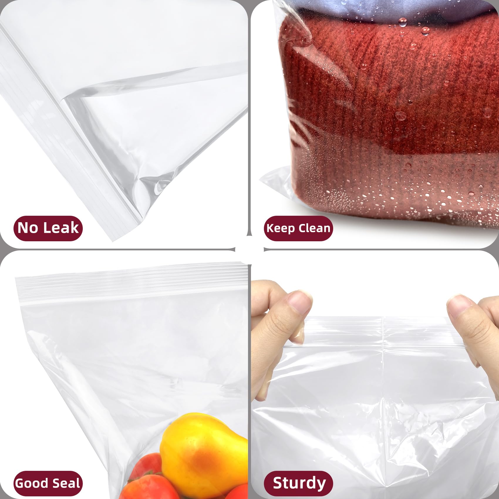 Yotelab 2 Gallon Plastic Zipper Storage Bags, 13x15 Inches Clear Reclosable Storage Bags 10Pieces