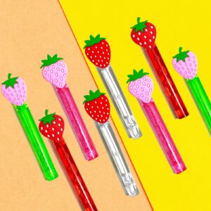 uoyoi Strawberry Party Favors,24Pcs Strawberry Bubble Wands for Kids,Sweet Berry Bubble Wand for Strawberry Birthday Party Supplies,Pinata Baby Shower Goodie Bag Stuffers Gift