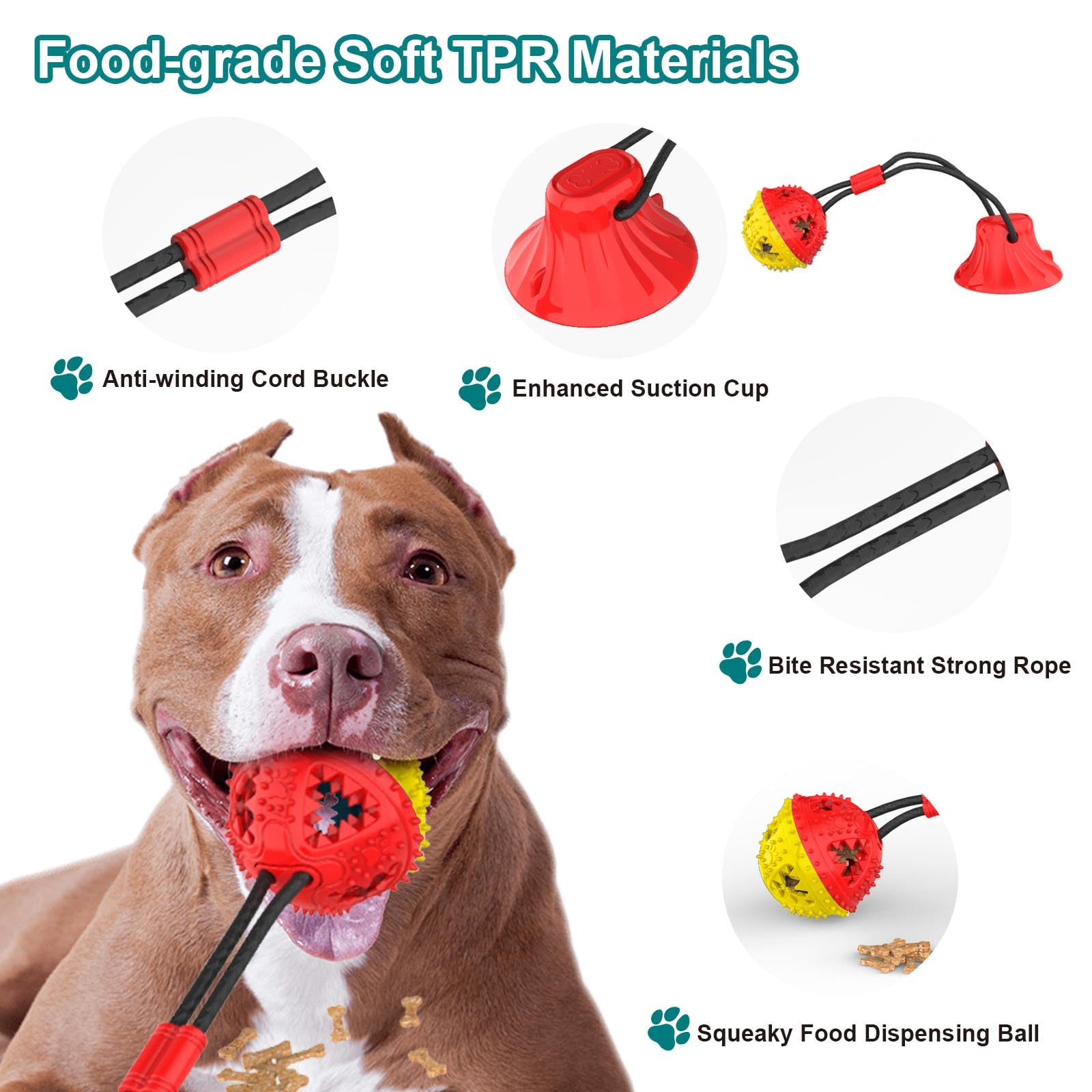 Coolplay Interactive Dog Toys Enrichement Suction Cup Tug of War, Chew for Aggressive Chewers Rope Ball, Mentally Stimulating for Small Medium Dogs