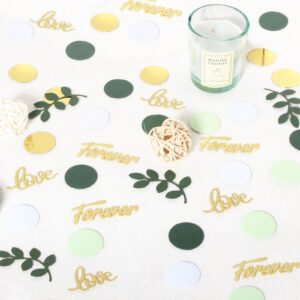 Greenery Wedding Table Confetti,Bridal Shower Decorations,Sage Green Love Confetti for Engagement Table Decorations