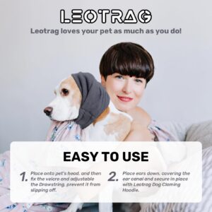 LEOTRAG Dog Calming Hoodie, No Flap/Shake Ear Wraps for Dogs, Adjustable Dog Ear Muffs for Noise Protection, Ear Wrap Head Cover for Dog Head Warp Anxiety Relief, Hematoma, Grooming and Force Drying