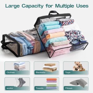 10PACK Clear Zippered Storage Bags for Clothes, 22L Closet Organizers Bag, and Blanket Storage Bags for Bedding, Linen, Blankets, Comforters, Clothing & Toys (Black)