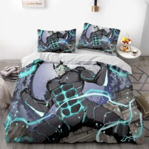 enttgo monster no.8 duvet cover set 3 pcs microfiber bedding set zipper closure comforter not included (1 duvet cover+2 pillow shams) all season use (06,twin-68x86in+20x30in*2)