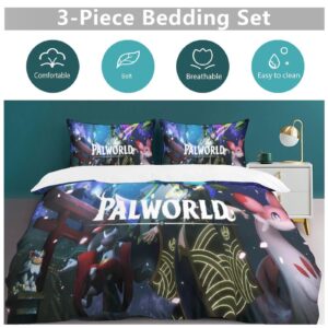 Ristta Pal-World Three-Piece Bedding Set Bedding Duvet Cover Set 1 Duvet Cover + 2 Pillowcases Ultra Soft Brushed Microfiber 79"x90"