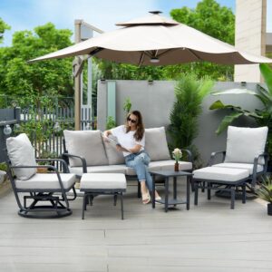 Outlux 1Set Aluminum Sofa Chairs, Three People Sofa with Rust-Resistant Cushions -Perfect for Yard, Deck, Porch, and Balcony (Only 1sofa)