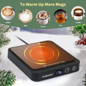 VOBAGA Mug Warmer & Mug Set for Desk, Electric Coffee Cup Warmer with Temperature & Timer Settings, Smart Coffee Warmer Plate with 15oz Cup for Warming and Heating Coffee, Beverage, Candles, Cocoa