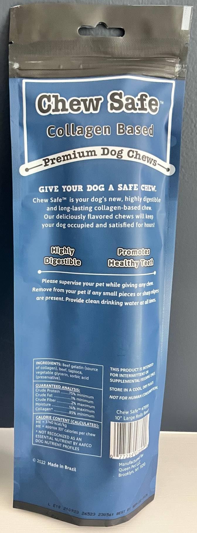 Chew Safe Premium Rolls Dog Chew Treats | Beef | 2-Pack | Two 10" Rolls Per Pack | Rawhide Alternative | Long Lasting, High Protein, Highly Digestible for Small Dogs, for Healthy Teeth