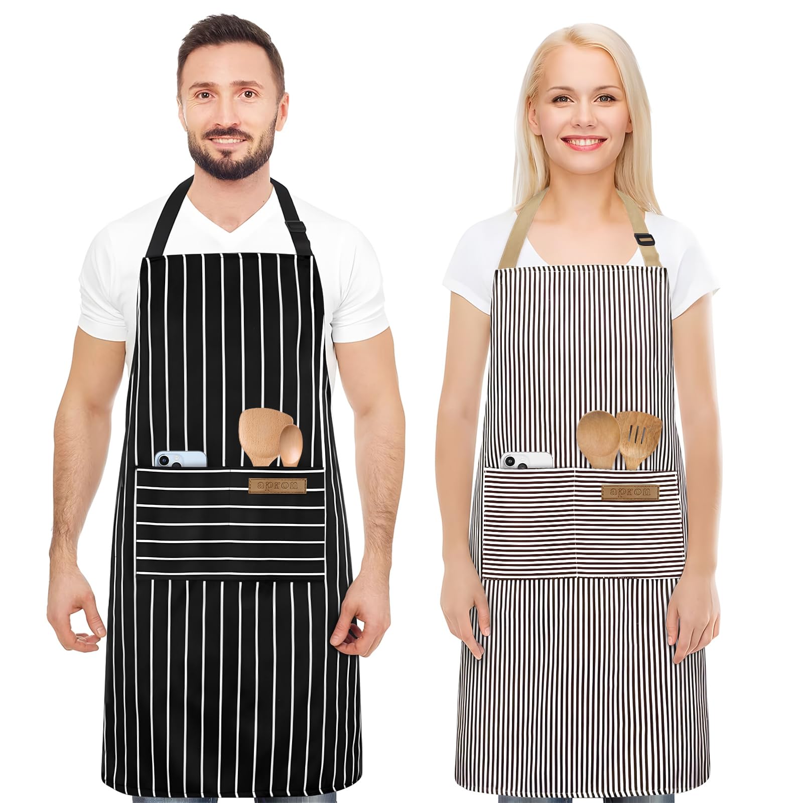 PAGWS 2 Pack Apron, Aprons for women with pockets, Cooking aprons for women, Kitchen aprons, Aprons for cooking