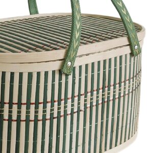 Handcrafted Bamboo Storage Basket with Cover for Organizing and Gifting, Solid Lid