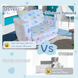 OSYKIU Kids Sofa, 2-in-1 Toddler Couch Fold Out, Comfy Toddler Sofa, Convertible Kids Couch to Lounger, Baby Sofa Chair for Boys and Girls Gifts, Folding Kids Play Sofa Bed