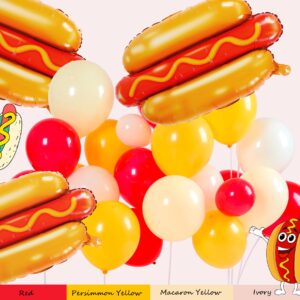 Woaipati Cute Hot Dog Balloon Garland Arch Kit，151PCS Red and Yellow Balloons, Creative Theme for Baby Shower Gender Reveal Boy Girl Birthday Cookout Fast Food Snacks Themed Party Decorations