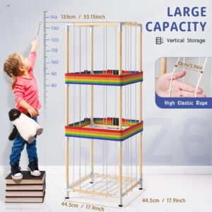 Stuffed Animal Toy Storage Organizer,Large Wooden Stuffed Animals Zoo Holder, Space Save Vertical Stuffed Animals Storage with Adjustable Feets,Kids Toy Organizer for Nursery PlayRoom Bedroom KidRoom