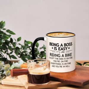 YHRJWN Boss Day Gifts, Bosses Day Gifts for Women Men, Bosses Day Gifts for Men, Boss Gifts, Boss Lady Gifts for Women, Christmas Birthday Thank You Gifts for Boss, Boss Mug, 11 Oz