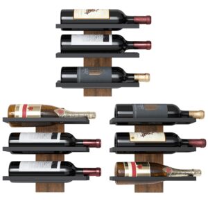 hoctieon 3-set 3 tier wall mount wine rack, wood wine racks for wall, wall mounted wine bottle rack, wine wall rack, wine holder wall mounted, wall mounted wine bottle racks for display, rustic brown