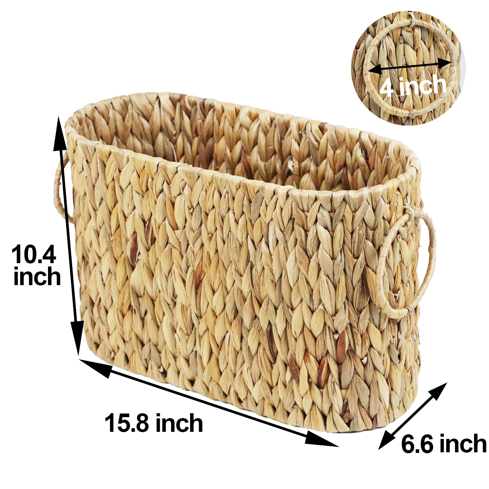 Toilet Paper Storage, Water Hyacinth Bathroom Toilet Paper Basket for Storage, Toilet Paper Holder Wicker Basket for 6 Mage Rolls, Bathroom Accessories Organizer