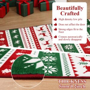 U'Artlines Christmas Washable Area Rug 5 X 7 ft Colorful Christmas Tree Deer Bell Laundry Rug Runner Non Slip Winter Soft Throw Rugs Carpet for Entryway Living Room Bedroom