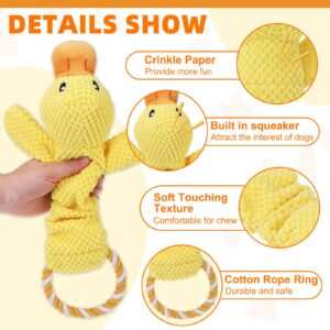 KOOLTAIL Duck Dog Squeaky Toys, Interactive Puppy Plush Toys with Crinkle Paper, Large Tug of War Pull Toy for Indoor and Outdoor Play, Stuffed Soft Pet Chew Toy for Small Medium Large Dogs Yellow