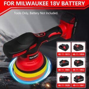 Cordless Car Buffer Polisher for Milwaukee 18V Battery, 6 Inch Portable Orbital Buffer Polisher Kit, 8 Variable Speed Car Polisher for Car Detailing/Polishing/Waxing (Battery Not Include)