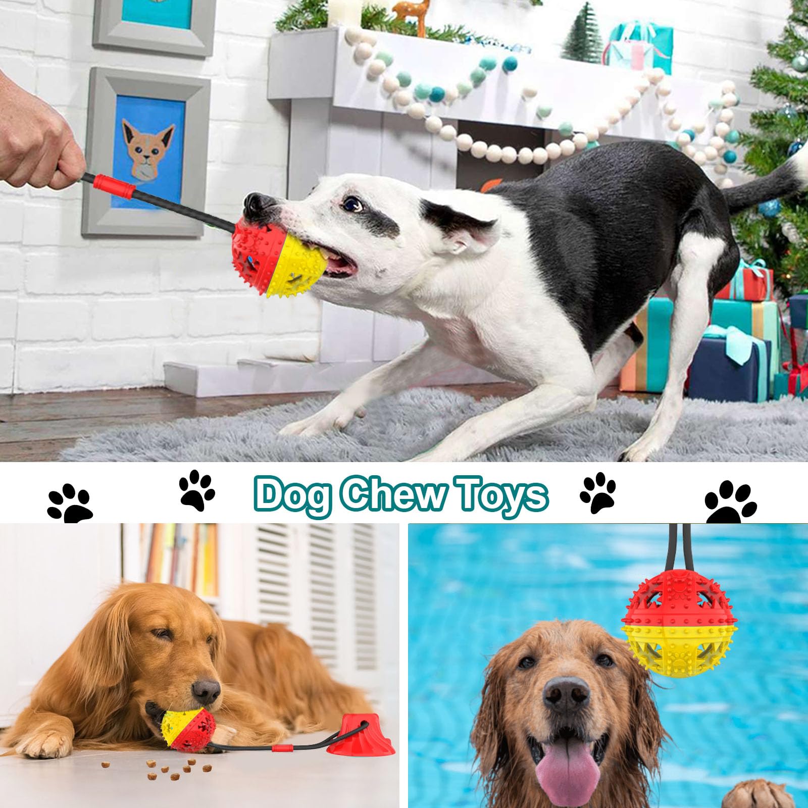 Coolplay Interactive Dog Toys Enrichement Suction Cup Tug of War, Chew for Aggressive Chewers Rope Ball, Mentally Stimulating for Small Medium Dogs