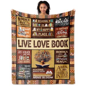 acbeat african american black girl reading gifts, book lovers gifts blanket 60"x50", gifts for book lovers women, reader blanket, librarian gifts, book club/bookworm/bookish book lovers