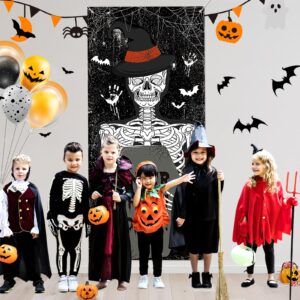 Halloween Scary Skeleton Door Cover Decorations Halloween Skull Party Banner Decor Day of the Dead Scary Skeleton Door Cover for Halloween Party Haunted House Decorations(35.4"x 72.8")