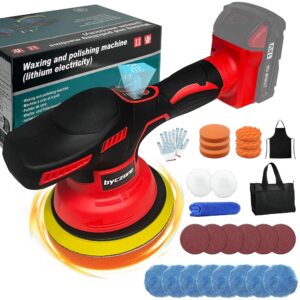 cordless car buffer polisher for milwaukee 18v battery, 6 inch portable orbital buffer polisher kit, 8 variable speed car polisher for car detailing/polishing/waxing (battery not include)