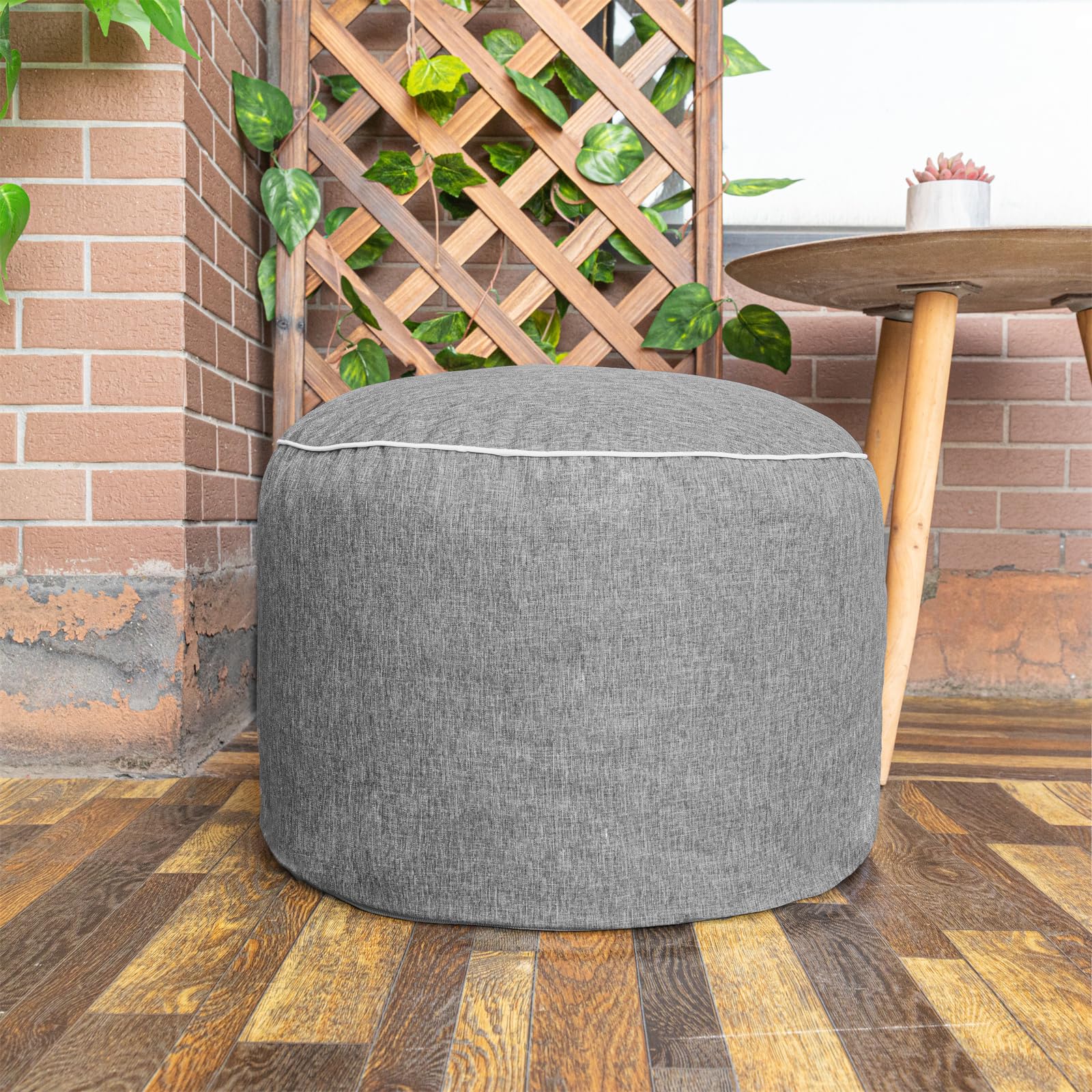 AbunHeri Outdoor Ottoman Outdoor Ottomans for Patio 19x12 Inches Modern Lightweight Foam Stuffed Pouf Outdoor Footstool Footrest Foot Stool Waterproof (Gray)